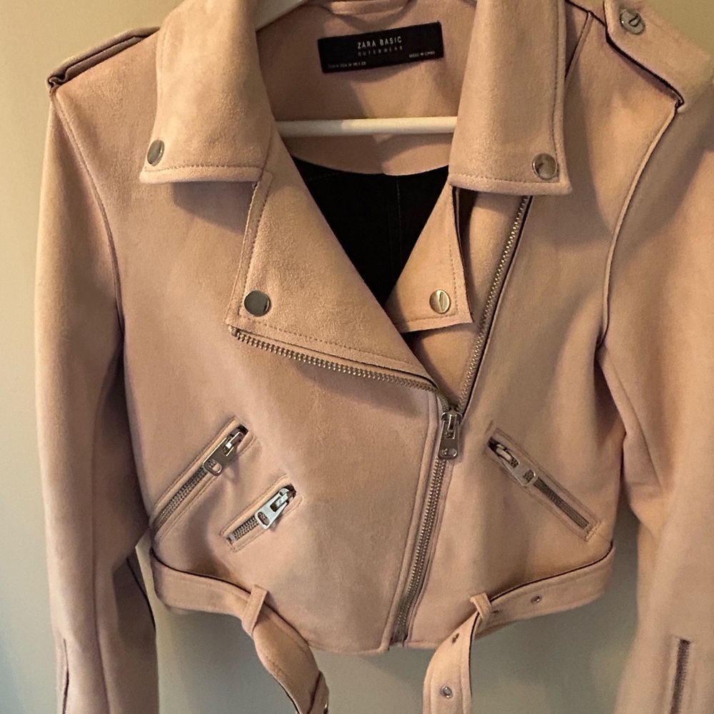 Zara Leather Moto Jacket with Asymmetrical Zipper